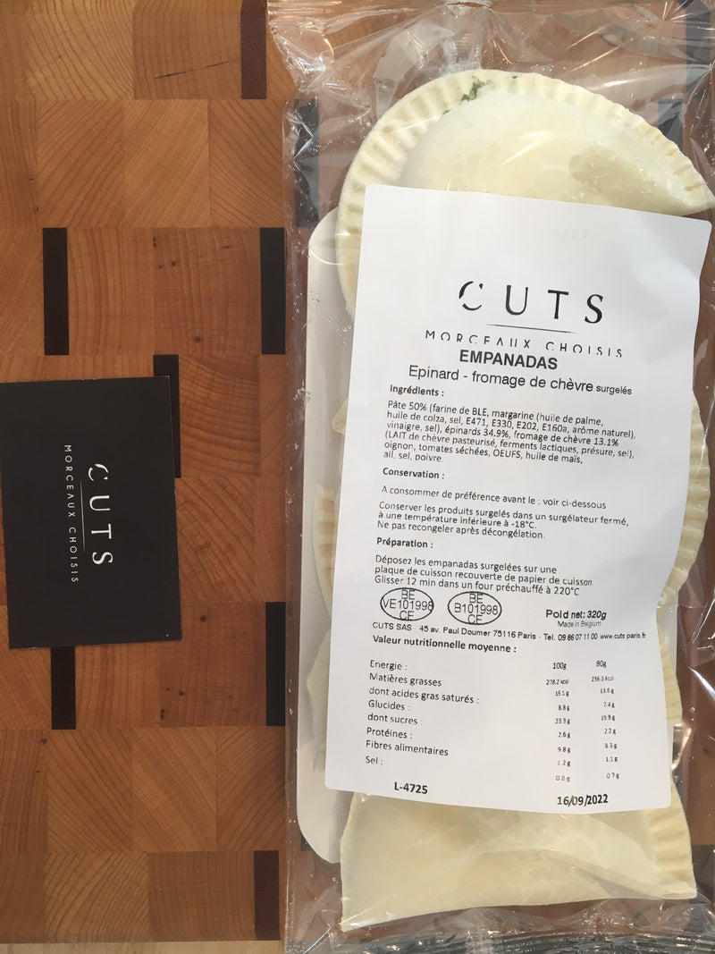 CUTS -  Empanadas Épinards - Fromage de Chèvre x4 (surgelées) - épicerie, apéritif, boucherie, viande